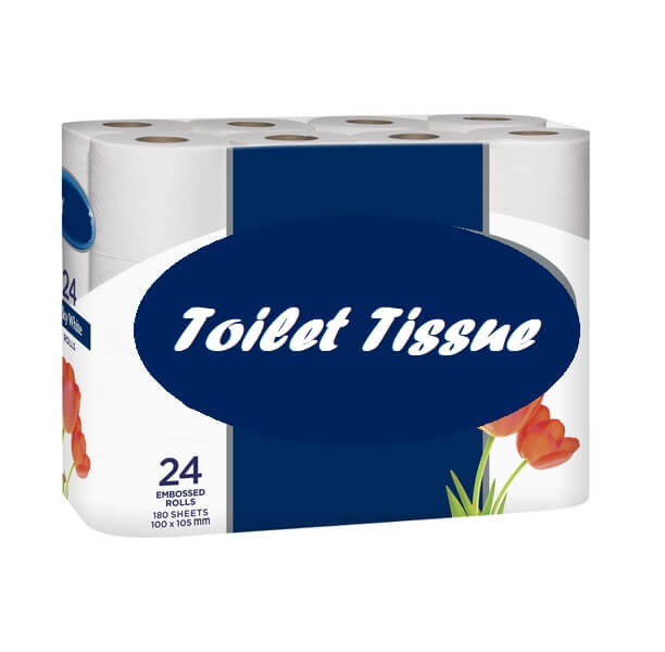 Toilet Tissue Rolls, W103mm, 2 Ply [Pk 24], No Brand